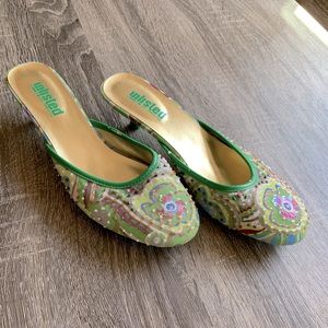 Unlisted Kenneth Cole Beaded Slip-on Heels 8 1/2